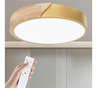 Yexati Ceiling Light Wood,Dimmable Ceiling 3000K-6000K,Remote Controlled Led Ceiling Light,24W Modern Light Fixture for Living Room, Bedroom and Hallway, 30CM，Gold
