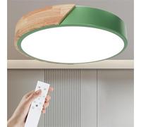 Yexati Ceiling Light Wood,Dimmable Ceiling 3000K-6000K,Remote Controlled Led Ceiling Light,24W Modern Light Fixture for Living Room, Bedroom and Hallway, 30CM，Green