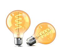 Yexati Vintage Edison LED Light Bulb 4W G80 E27 Bulb 2700K, 450LM 40W Equivalent, Warm White Energy Saving Globe Decorative Bulbs, Retro Antique Filament Lamp, Non-Dimmable, 2 Pack
