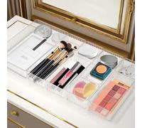 YEXEXINM 10 PCS Clear Drawer Organizers Bins, 4-Size Stackable Makeup Drawer Organizer Trays,Drawer Storage Containers,Desk Drawer Organizer Trays,Drawer Dividers for Kitchen,Bathroom,Makeup,Office