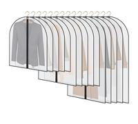 YEXEXINM 15 Pcs Garment Bags, Breathable Garment Covers with Zip, 3 Sizes Dustproof Clothes Covers for Wardrobe Translucent Dress Protector Dresses Storage Bags for Shirts Coats Suits Gowns