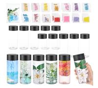 YEXEXINM 16pcs Empty Sensory Bottles Kits, 300 ml Leakproof Clear Plastic Sensory Bottle with Lids with Sequins Accessories, Reusable Water Bottles for Sensory Crafts Classroom Handmade Party Supply