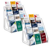 YEXEXINM 2 Pcs 5-Tier Table Brochure Stand, Leaflet & Brochure Holder Clear Acrylic Flyer Stand for 1/3 A4 Size Literature Holder Booklet, Menu Display & Dispenser for Office, Restaurants, Reception