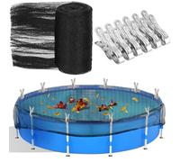 YEXEXINM 20 Feet Round Leaf Net Cover for Above Ground Pool, Heavy Duty Pond Netting 1.2cm Fine Mesh Garden Netting with 12 Pcs Large Metal Clips, Pool Safety Net Fits 18FT Above Ground Pools