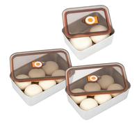 YEXEXINM 3 Pcs Pizza Dough Proofing Boxes Stainless Steel Stackable Household Dough Proofing Tray with Lid Food Bread Storage Box Containers with Sealing Cover for Home Kitchen (Large+Small)