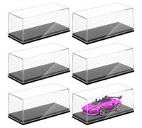 YEXEXINM 6 Pcs Model Cars Display Case,Toy Car Display Organizer Storage Case Fit for 1/64 Car Model Clear Acrylic Display Box with Black Base Compatible with Hot Wheels Car(4.17 x 1.81 x 1.81 in)