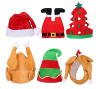 YEXEXINM 6 PCS Novelty Hats Pack Funny Christmas Hats Holiday Party Photo Props Soft Plush Green Christmas Elf Headwear for Adults Xmas Santa Carnival Party Headgear Accessories