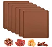 YEXEXINM 6 Pcs Silicone Dehydrator Mats, Dehydrator Trays Compatible with Cosori CP267-FD Non-Stick Drye Sheets with Edge Multifunctional Baking Mats for Jerky Fruit Meat Herbs Vegetables Crackers