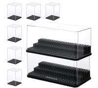 YEXEXINM 8 Pcs Minifigure Display Case, Acrylic Brick Model Display Box with 2 Large and 6 Single-Figure Cases Stackable Clear Building Block Display Box for Action Figures Blocks