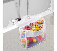 YEXEXINM Bath Toy Storage Net, Mesh Baby Bath Toy Holder Bag Bath Toy Storage Organiser with 2 Side Pocket Hanging on the Bathtub Fold-Able Bath Toy Tidy for Accessing & Sorting Toys