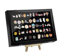 YEXEXINM Enamel Pin Display Frame, 14" X 9.5" Large Pin Collection Display Box Shadow Box for Wall and Tabletop, Clear Lid Brooch Badge Storage Box for Military Medals, Jewelry Earrings Necklace