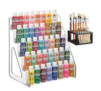 YEXEXINM Heightened Clear Paint Organizer with Paint Brush Holder 5-Tier Acrylic Craft Storage Stand for Bottles Paint Storage Rack Miniature Paint Holder Display Craft Paint Organizer Rack