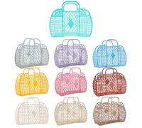 YEXEXINM Pack of 10 Plastic Jelly Bags, Reusable Gift Basket, Beach Bag, Bridal, Easter Basket, Jelly Bag, Plastic Jelly Bags for Children, Girls, Women