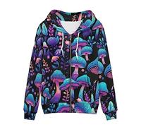 YEXIATODO Women's Zip Up Hoodies Long Sleeve Hooded Sweatshirt Jacket, Magic Mushroom, Large