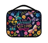 Yexignaon Black Bible Covers for Girls Medium Butterfly Bible Carrying Case for Teens Girls Women Portable Bibles Study Journaling Kit Bibles Bag with Bookmark Belt