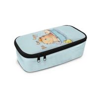 Yexignaon Cartoon Capybara Pencil Case for Girls Blue Big Capacity Pencil Bag with Stand Lightweight Party Bag Fillers for Kids Pencils Sharpener Marker Pen Bag