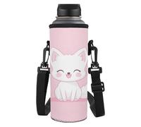 Yexignaon Cute Fox Water Bottle Sleeve with Strap Pink Insulated Glass Bottles Carrier Bag Portable Water Bottle Pouch for Outdoor Hiking Travel Drink Carrying