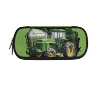Yexignaon Green Tractor Pencil Case for Boys and Boys Large Capacity Pencil Bag for School Daycare Hard Pen Carrying Case Crayon Storage Box with Mesh Pocket