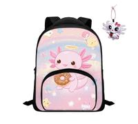 Yexignaon Kawaii Axolotl Toddler Backpack for Girls 3-5 Girls Backpack with Front Pocket Lightweight 2 in 1 School Bag Set for Preschool Kindergarten Mochilas Para NiñOs