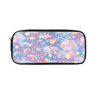 Yexignaon Kawaii Pencil Case for Girls Sun Moon Star Print Pencil Bag Cute Design Stationery Storage Box for School Lightweight Makeup Bag for Girls