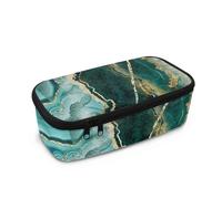 Yexignaon Kids Pencil Case Large Capacity Green Marble Pencil Box for Girls Hard Pen Carrying Case Crayon Storage Box with Mesh Pocket Womens Makeup Bag