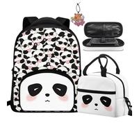 Yexignaon Panda Backpack for Kids 3-5 Girls 4 in 1 Kindergarten Backpack for Girls with Lunchbox Lightweight Toddler Bookbag for Preschool Daycare Birthday Gifts for Daughter Niece