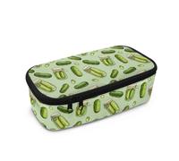 Yexignaon Pickles Pencil Box for School Girls Green Pencil Case for Girls Large Capacity Cute Design Hard Pen Carrying Case Crayon Storage Box with Mesh Pocket