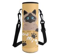 Yexignaon Siamese Cat Water Bottle Covers Only Kawaii Water Bottle Sleeve Bag for Girls Kids Lightweight Insulated Cup Sleeve for Camping Hiking Cycling