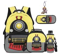 Yexignaon Train Backpack for Boys Primary School 17 inch 2Nd Backpack for Boys with Lunch Bag and Pencil Case Lightweight Kids Bookbag Set of 5 Back to School Gifts for Son Grandson