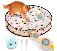 Yexinopen Interactive Cat Toys Ball Rechargeable,Smart Automatic Cat Toys for Indoor Cats,Touch Activated Kitten Toy,Cat Toys for Bored Indoor Adult Cats,2 Cat Toy Balls and A 28 Inch Play Mat