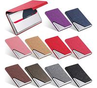 Yexiya 10 Pcs Business Card Holder with Magnetic Closure PU Leather Stainless Steel Business Card Case Slim Business Card Wallet for Credit Card ID Card Women Men Office, Fresh Colors, Basic Style