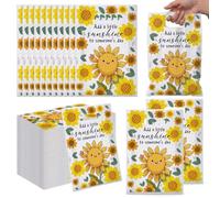 Yexiya 100 Pack Sunflower Gift Bags Back to School Class Welcome Plastic Goodie Candy Treat Positive Yellow Bags with Handle Sunflower Party Favors for Student Teacher First Day of School Supplies