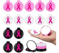 Yexiya 100 Pcs Breast Cancer Awareness Gift Bulk Breast Cancer Round Mini Folding Makeup Mirror with Pink Ribbon Pocket Travel Mirror for Women Friends (Pink, White and Black,Classic)
