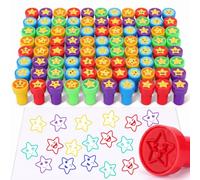 Yexiya 100 Pcs Star Stampers Bulk Back to School Teacher Review Stamps for Classroom Self Inking Colorful Mood Expressions and Comments, Motivational Classroom Prize Birthday Party Favors Gifts