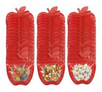 Yexiya 200 Pcs Large Back to School Gift Bags 4 x 4 Inch Apple Shaped Treat Bags Cute Apples Clear Cellophane Bag Plastic Heart Candy Goodie Reusable Sealed Bag for Office Party Supply (Red)