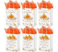Yexiya 24 Set Little Pumpkin Gift Bags A Little Pumpkin Is On The Way Gift Bags with Tissue Paper Autumn Baby Shower Gender Reveal Thanksgiving Party Supplies Decorations(Orange)