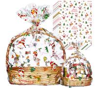 Yexiya 30 Pcs Christmas Cellophane Wrap Bag 24 x 30'' Large Thicker Clear Cellophane Wrap Gift Plastic Jumbo Christmas Basket Bags of Cookie Package for Party Favor Gift (Santa Claus)