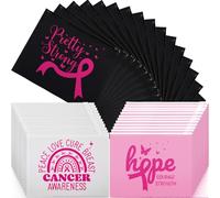 Yexiya 300 Pcs Breast Cancer Awareness Makeup Bags Set, Pink Ribbon Cosmetic Pouches Waterproof EVA Zipper Travel Toiletry Bags Breast Cancer Awareness Accessories Survivor Gifts for Woman and Charity