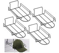 Yexiya 4 Pcs Wire Hat Display for Slat Wall Baseball Hat Display Rack Retail Display Shelves Organizer for Merchandise Wall Door Closet Office Bedroom Store Slatwall Accessories, Black