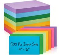 Yexiya 500 Pcs Colored Index Cards 4 x 6 Inch Blank Flash Cards 7 Vibrant Colors Thick Note Card Without Grid Lines for University Note Taking Office Home Planning Supplies