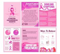 Yexiya 6 Pcs Breast Cancer Awareness Pink Ribbon Poster 8.25 x 11.75 Inches, Caring for Women's Health Home Decor for Living Room Bedroom, Gifts for the People Care About Women