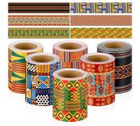 Yexiya 6 Rolls 196.8ft African American Bulletin Board Border Bulk Black History Month Decorations Kente Cloth Border Trim Paper Celebration Decorative for Classroom School Door Windows Wall
