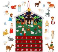 Yexiya Christmas Felt Advent Calendar Nativity Advent Calendar Wall Hanging Craft Calendar with 24 Ornaments Pockets Felt Ornaments Home Decoration for Kids Adults, Countdown to Christmas