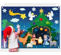 Yexiya Christmas Nativity Scene Felt Story Board Set for Toddlers Children, 3.4 Feet Nativity Crafts for Kids Preschool Sunday School Decorations Reusable Wall Hanging Gift for Boys Girls (Fresh)