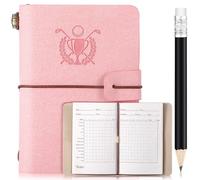 Yexiya Golf Scorecard Book with Pencil Leather Golf Journal Scorecard Holder Accessories Notebook Log Book Pocket Scorebook Gifts for Men Golfers, Sports and Outdoor Club Accessories(Pink)