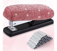 Yexiya Pink Sparkle Bling Stapler for Desk Rhinestone Glitter Stapler Crystal Back to School Gift, 20 Sheet Capacity with 1000 Staple, Fancy Desktop Accessory for Classrom Office Women Lady