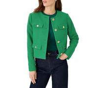 YEXPINE Cropped Tweed Blazer Jackets for Women Elegant Slim Collarless Business Casual Outfits Spring Jackets, Green, XL