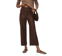 YEXPINE Women's Faux Leather Pants High Waisted Wide Straight Leg Pants PU Trousers with Pockets, Brown, XL
