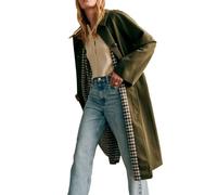 YEXPINE Women's Oversized Trench Coat Single Breasted Windproof Overcoat Classic Button Down Long Jacket, Green, M