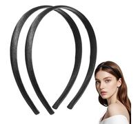 Yexueer 2 Pcs Soft Satin Headband, Black Velvet Padded Headbands, Fashion Elastic Solid Hairband for Women Cosplay Holiday Halloween Crafts Gifts